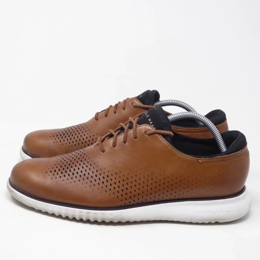 Cole Haan Mens 2.ZERØGRAND Laser Wingtip Oxford Shoes Tan Leather 10M C27879